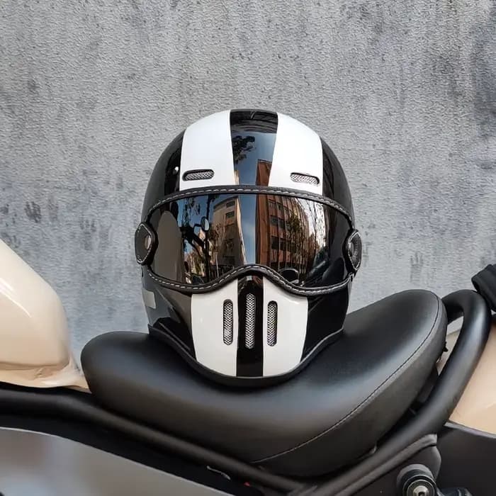 Casque de Moto Rétro à Visage Complet