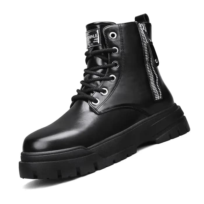 Bottes de travail de moto à semelles épaisses et coupe haute pour hommes en automne et en hiver