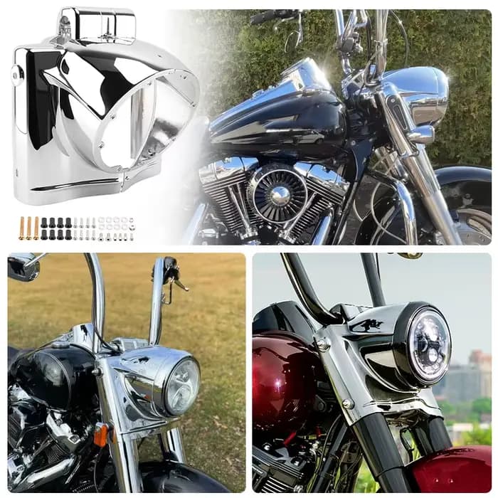Accessoires de moto 7 ''couvercle de phare rond Nacelle Chrome ABS capot avant adapté pour Harley Touring Road King 2014-Up