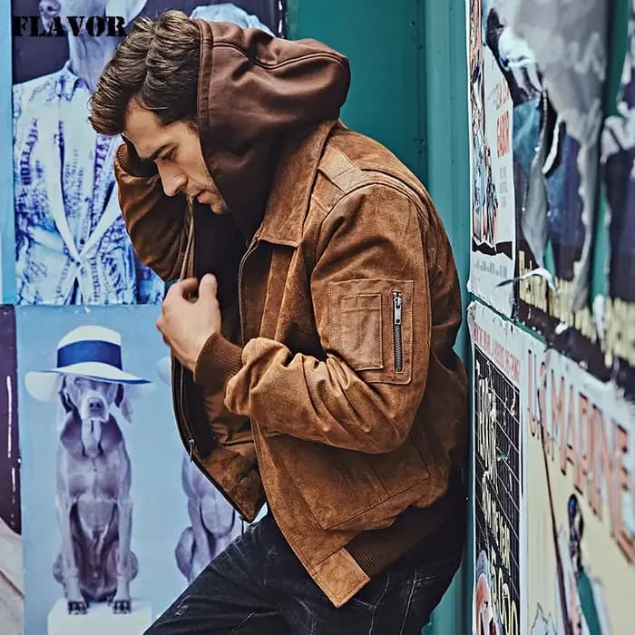 FLAVOR-Blouson aviateur en cuir véritable pour homme, manteau d'hiver chaud, capuche perfectionnée, Air Forca happator, nouveau