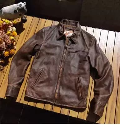 Veste en cuir véritable pour moto