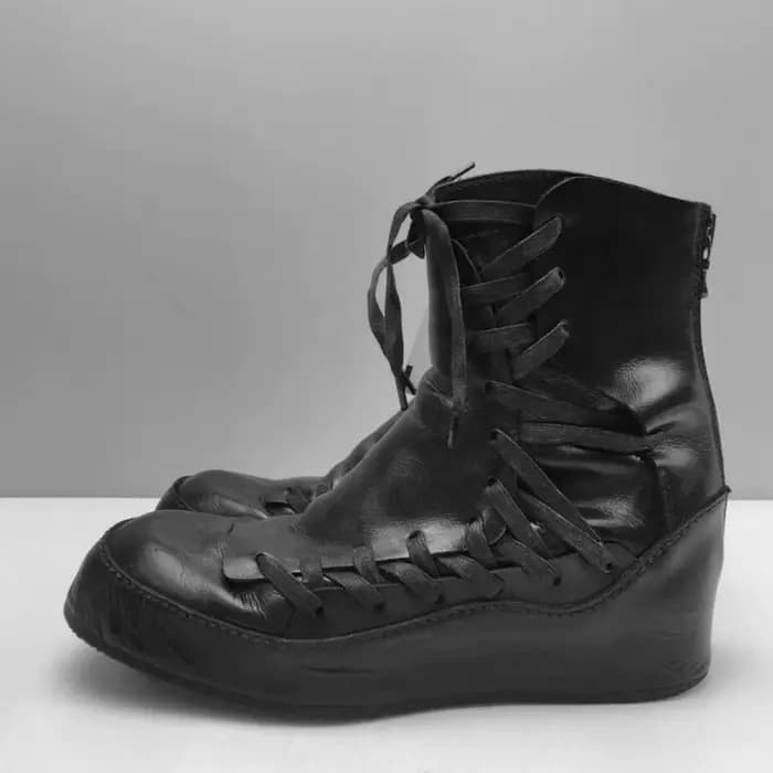 Bottes de moto à nouer en croix, bottes Chelsea à semelles épaisses pour hommes, bottines montantes