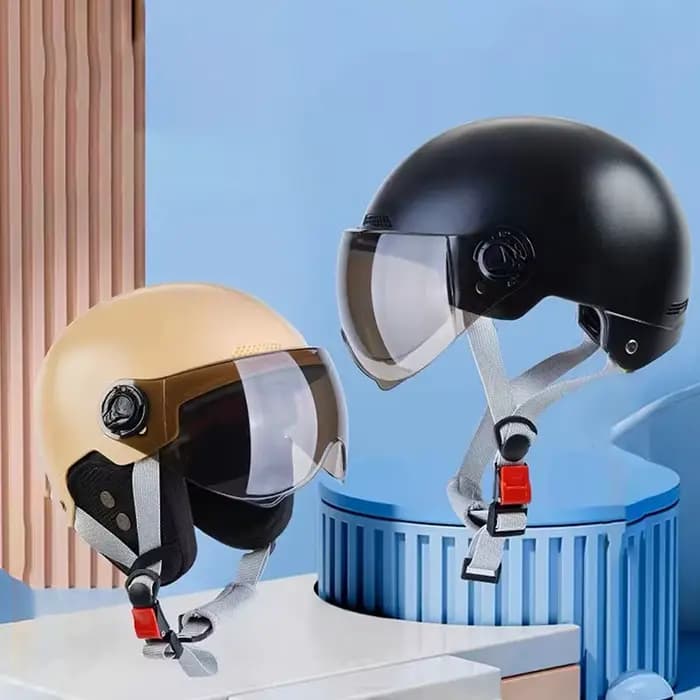 Demi-casque adulte avec lunettes pour moto et vélo - Design de dessin animé
