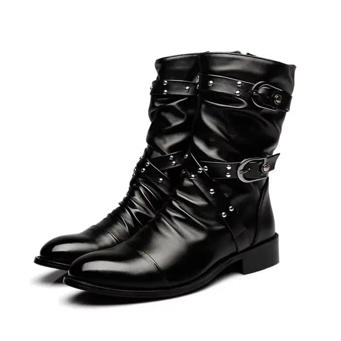 Bottes de motard de styliste pour hommes, chaussures Punk Rock noires de haute qualité, bottes de mo