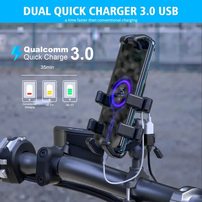 Chargeur de téléphone pour moto SAE, avec double/simple USB QC3.0, charge rapide, puce intelligente, dispositif de sécurité, équipement électronique pour moto