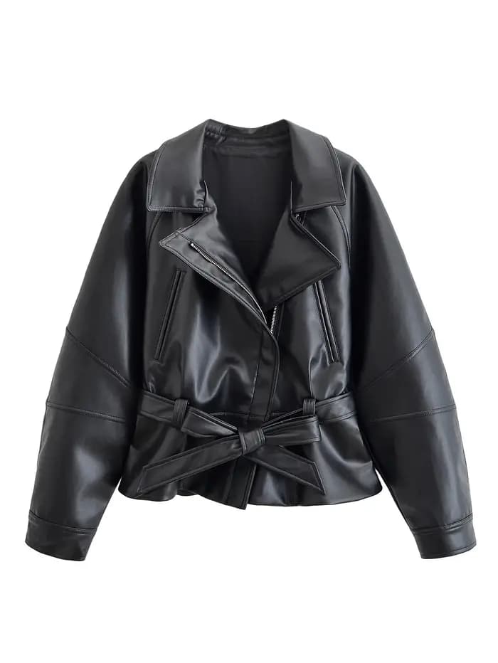 Nouvelle Tendance 2026 : Manteau Trench Noir en Similicuir pour Femme
