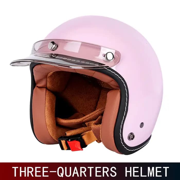 Chaud casque rétro trois quarts pour hommes et femmes moto hiver