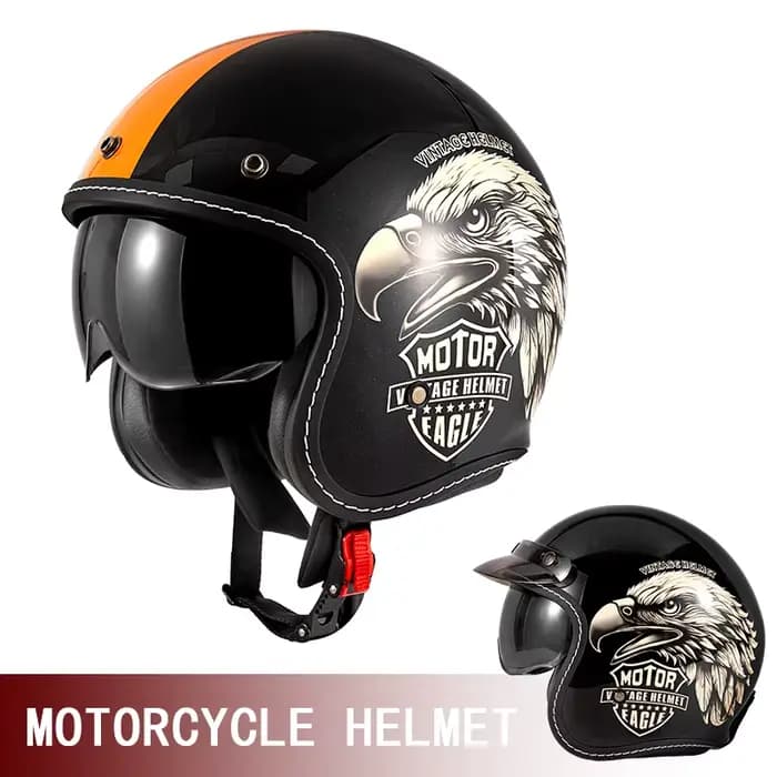 Nouveau Casque Moto Rétro 2026 – Demi-Casque Américain