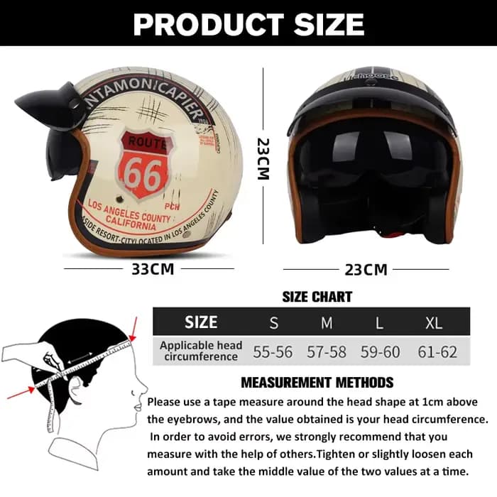 Casque de Moto Rétro Certifié DOT