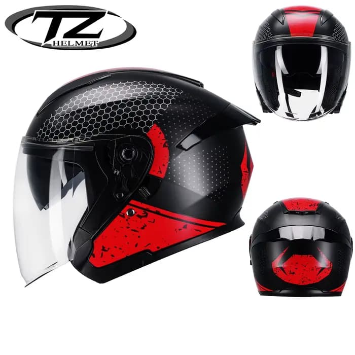 Casque de Moto demi-visage hommes femmes mode double lentille casques de Sport course de Motocross modulaire rabattable
