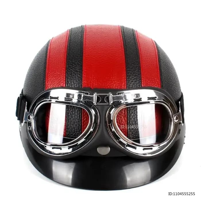 Casque Demi-Coque Vintage en Cuir pour Moto