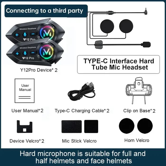 Intercom pour casque de moto 1/2x Y20 Pro