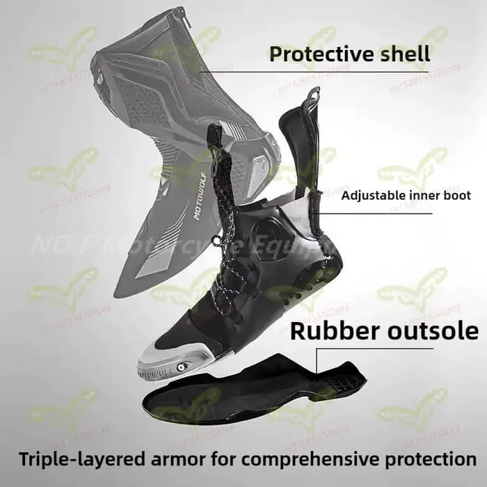 Bottes de course imperméables à tube long de haute qualité Motowolf pour motos