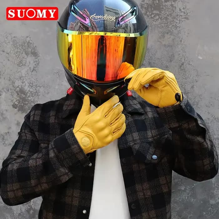 Gants de moto en cuir pour hommes et femmes