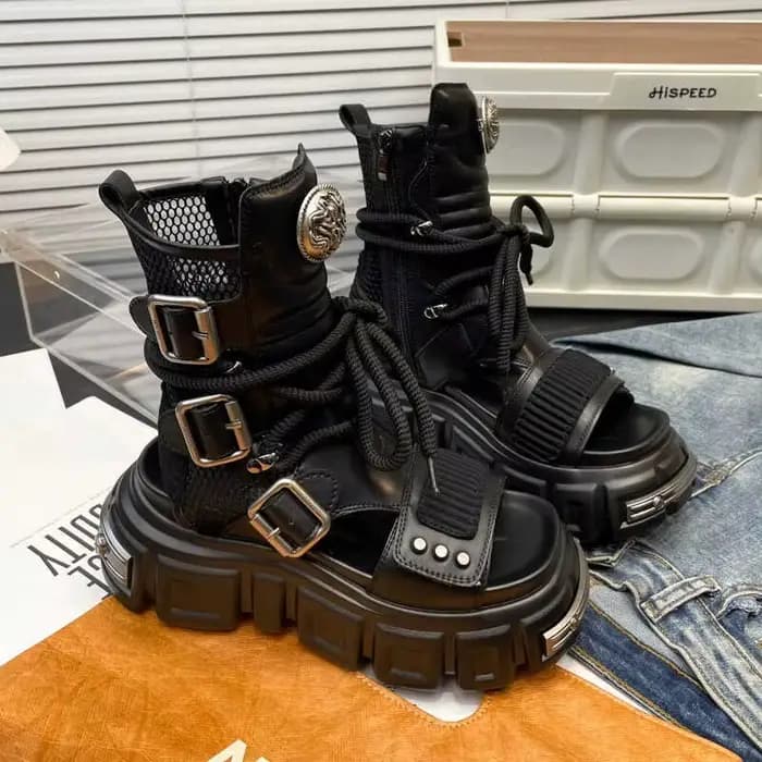 Bottes de moto de Style britannique à la mode avec semelle épaisse