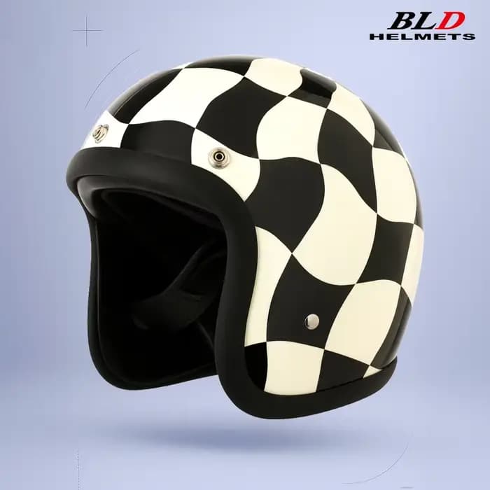 BLD TT & COCASCOS 500TX casque rétro à carreaux classique noir blanc unisexe