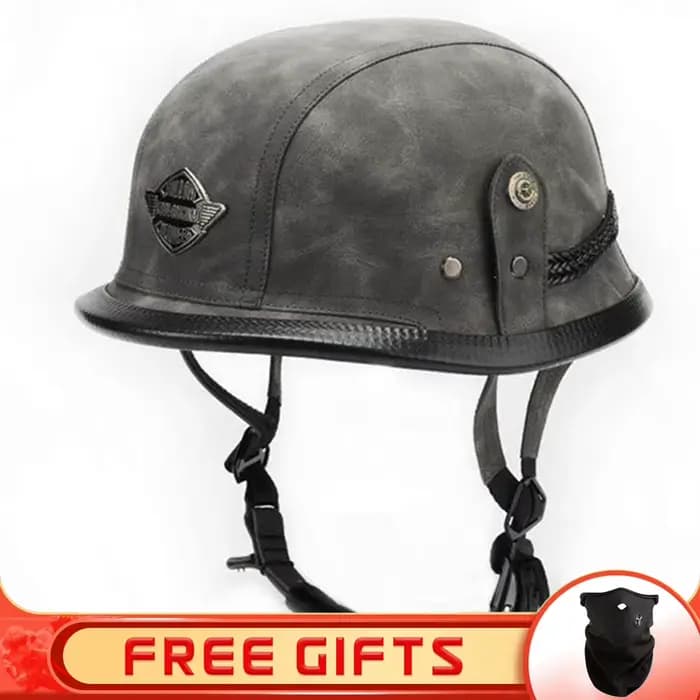 Casque de Moto Demi-Ouvert en Cuir PU
