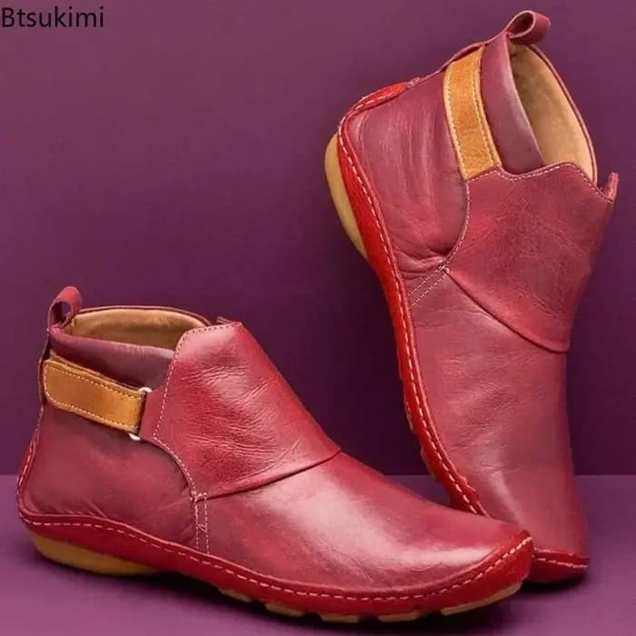 Bottes plates décontractées imperméables pour femmes 2026 – Bottines courtes souples pour l'automne et l'hiver – Chaussures décontractées pour femmes