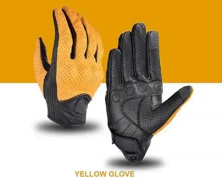 Gants de moto d'été en cuir jaune