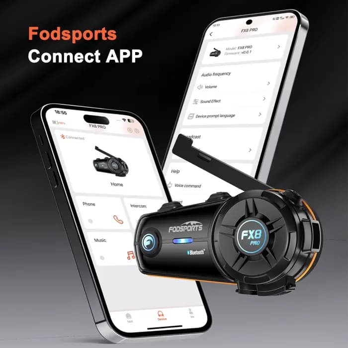 2 pièces Fodsports FX8 Pro 8 coureurs 1000m casque moto Bluetooth double puce 5.0