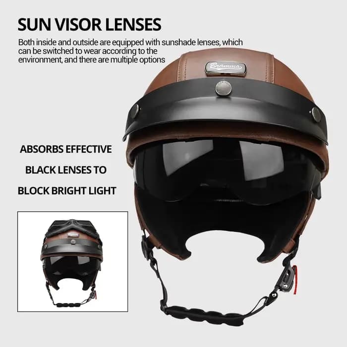 Demi-casque de Moto en cuir Vintage