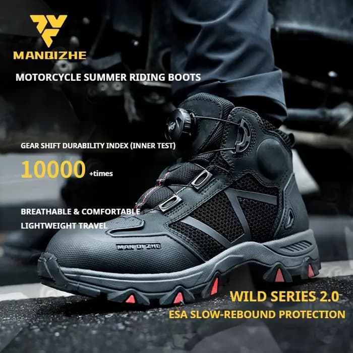 FEHER – bottes de moto en cuir de vache respirant pour l'été