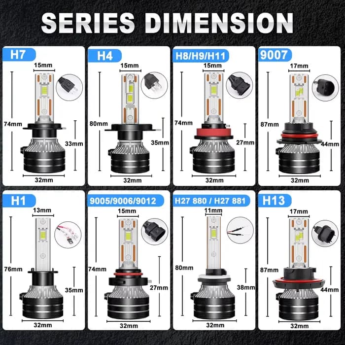 K5C H7 LED 60000LM Phares Canbus 8000K H1 H4 H11 9012 HIR2 H8 H9 9005 9006 HB3 HB4 Haute Puissance 6000K 5570 CSP Puces