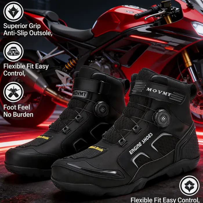 Nouvelles bottes de moto hommes en cuir Motos respirant anti-dérapant résistant à l'usure