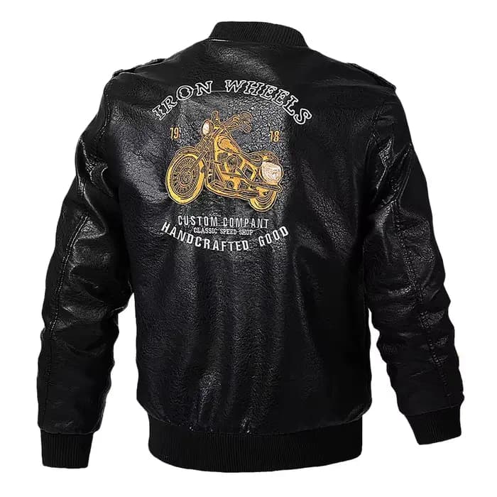 Veste de moto en cuir PU pour homme