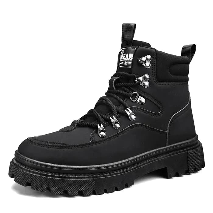 Bottes de moto tendance pour hommes, chaussures de travail à tige haute, bottes en cuir confortables