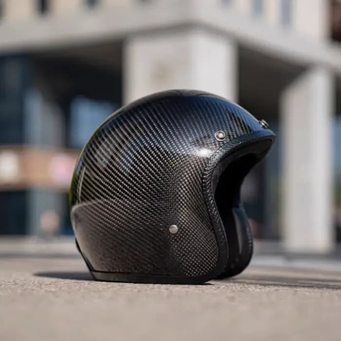 Casque de moto Vintage trois-quarts en Fiber de carbone