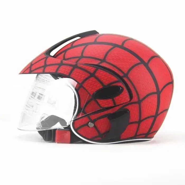 Casque enfant toile d'araignée rouge