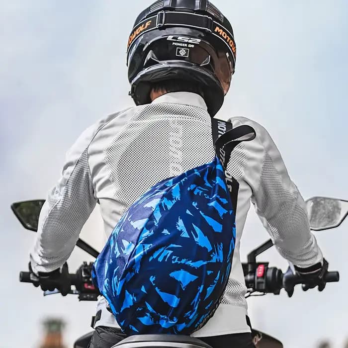 Sac de casque sac à dos étanche à la pluie poche de tirage pour moto Scooter cyclomoteur vélo demi-casque complet couvercle protéger sac