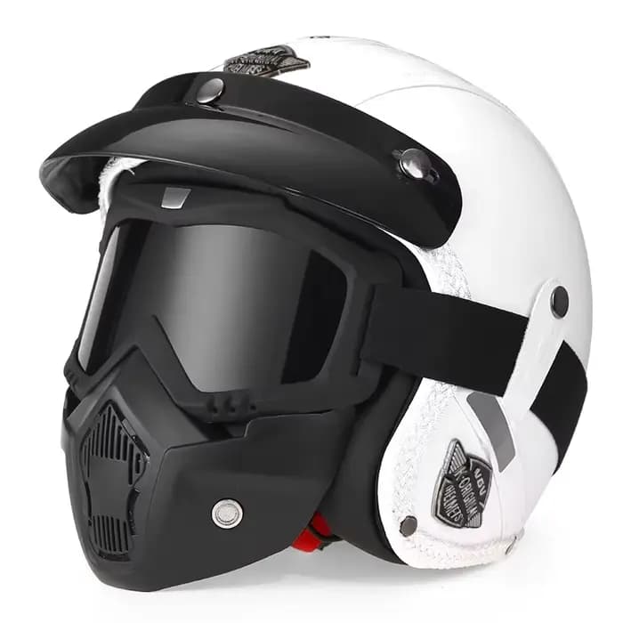 Casque de moto vintage VGV amovible Masque Cruiser 3/4 Casque visage ouvert homme miss respirant p