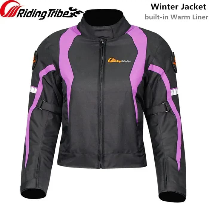 Femme moto veste d'hiver thermique coupe-vent vêtements corps équitation manteau de sécurité coussinets de protection intégrés et doublure chaude JK-64