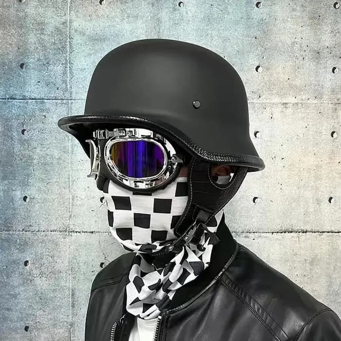 Casque de soldat rétro demi-casque moto homme et femme