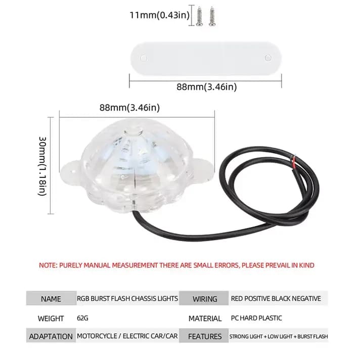 1 pièces moto LED châssis lumière RGB Flash lampe stroboscopique moto décoration atmosphère lumière