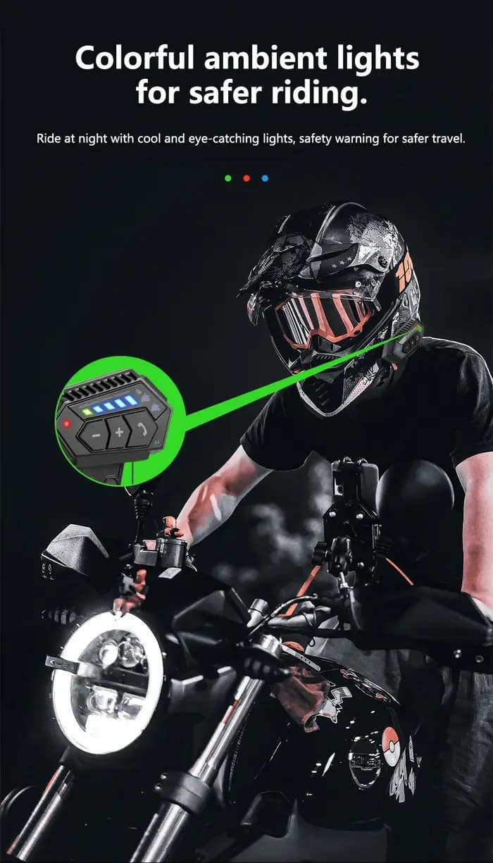 Casque de moto avec écouteurs BT5.0, interphone stéréo sans fil, mains libres avec microphone à réduction de bruit pour motard