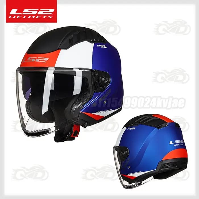 Casque de moto LS2 OF600 COPTER à double visière, casque rétro ouvert pour homme et femme, anti-chute et respirant