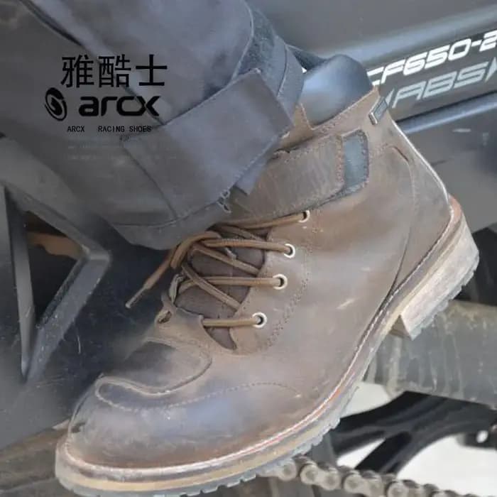 ARCX-Bottes de rinçage de moto en cuir véritable, imperméables, chaudes, vintage, extérieur, loisirs, motocross