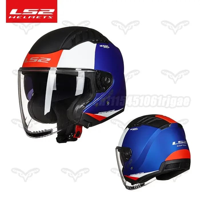 Casque ouvert LS2 OF600 Copter avec double visière, pare-soleil intégré, anti-rayures, résistant aux UV, dégagement rapide, pour moto et scooter.