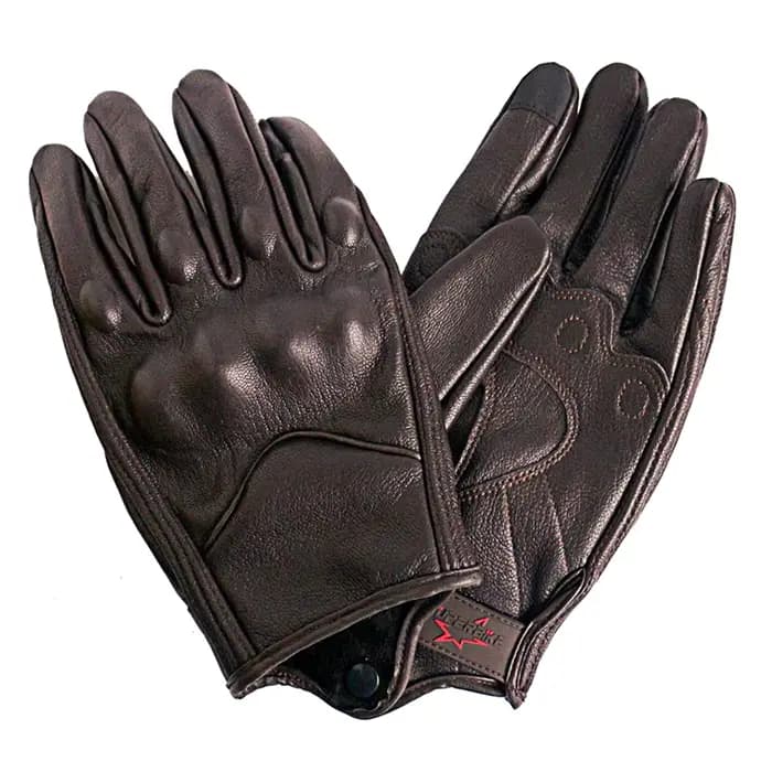 Gants de Moto hommes écran tactile en cuir marron gant de vélo électrique cyclisme doigt complet