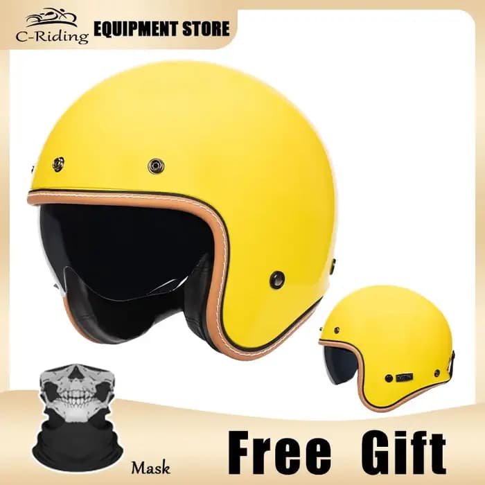 Casque Jet DOT casque ouvert pour hommes femmes rétro 3/4 casques De Moto Vintage café Racer demi-visage casque Capacete De Moto