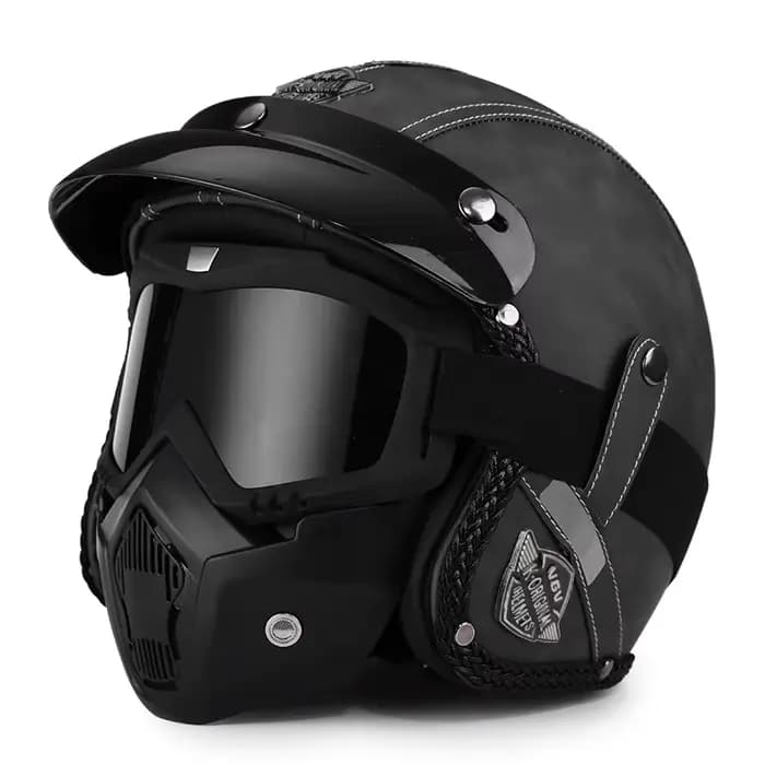 Casque de moto vintage VGV amovible Masque Cruiser 3/4