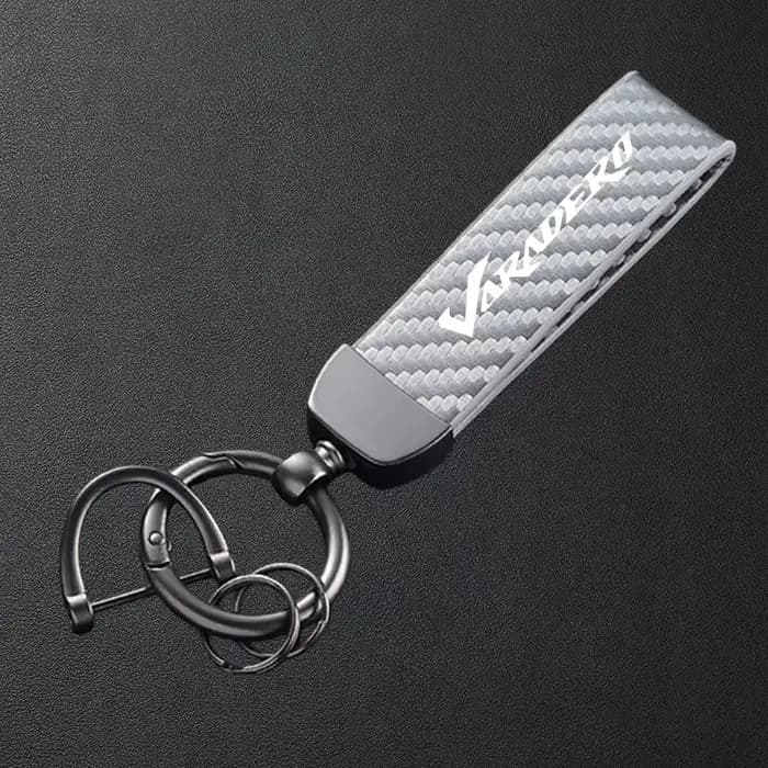 Porte-clés de moto en cuir texturé en fibre de carbone