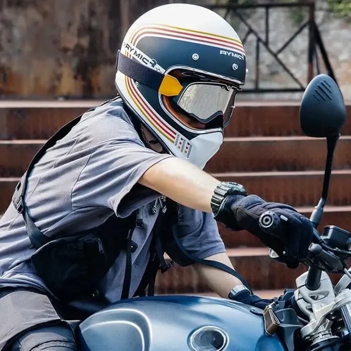 Casque de moto vintage RYMIC, casque rétro pour moto, casque intégral pour motocross tout-terrain