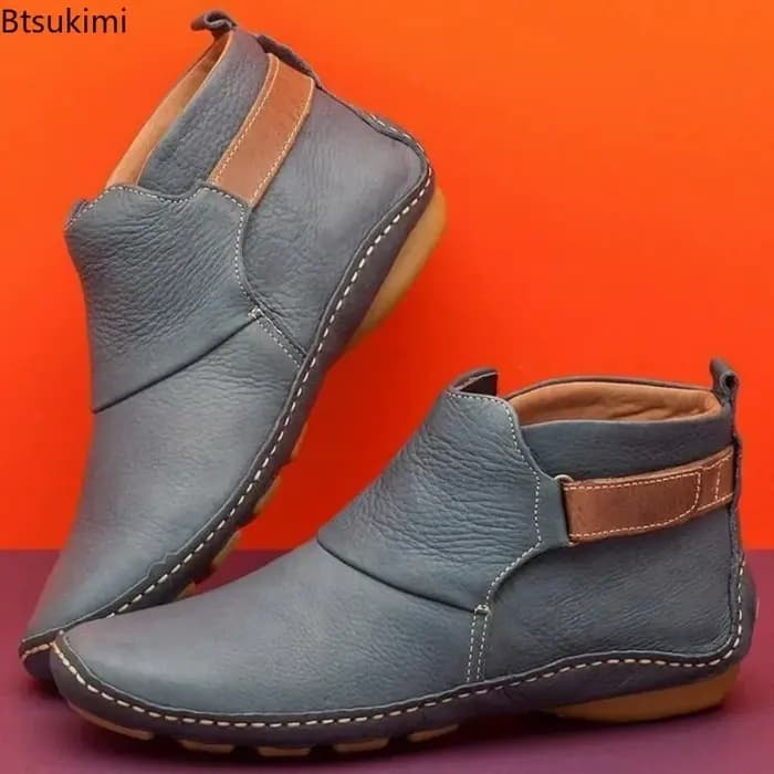 Bottes plates décontractées imperméables pour femmes 2026 – Bottines courtes souples pour l'automne et l'hiver – Chaussures décontractées pour femmes