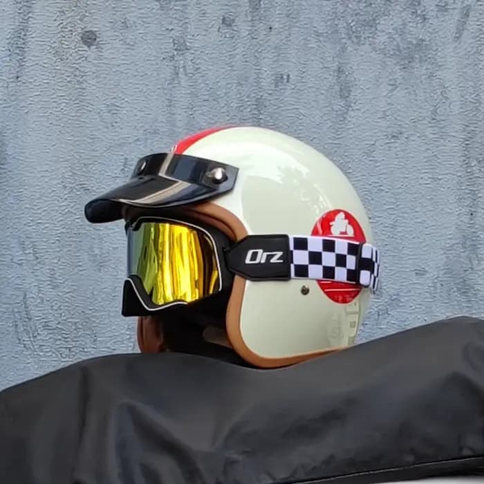 Casque de moto semi-ouvert rétro accessoires