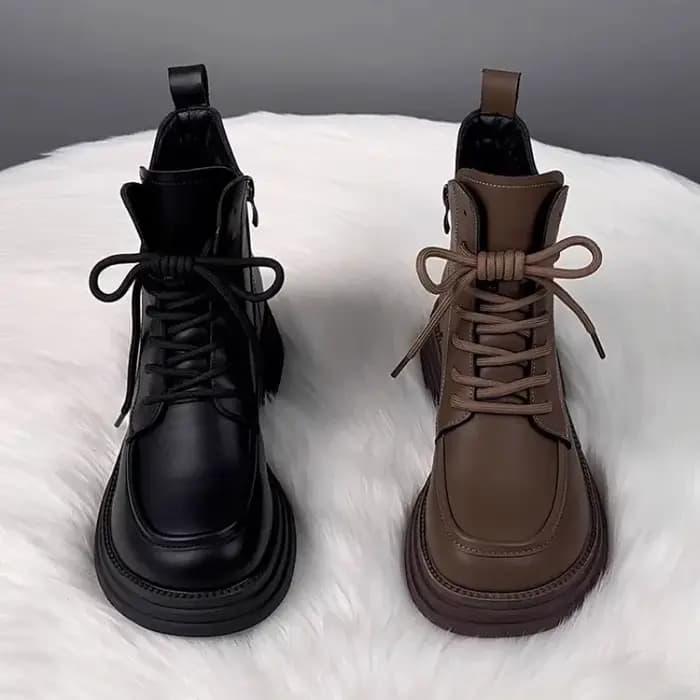Bottines de moto pour femmes, chaussures populaires en peluche, chaudes, montantes, courtes, plateforme imperméable, pour l'extérieur, automne et hiver