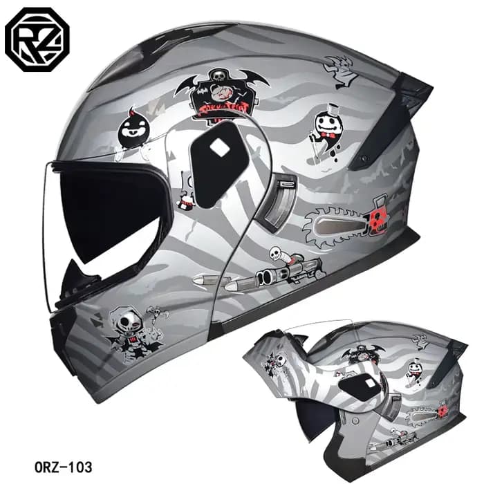 103-Casque de moto avec visage exposé
